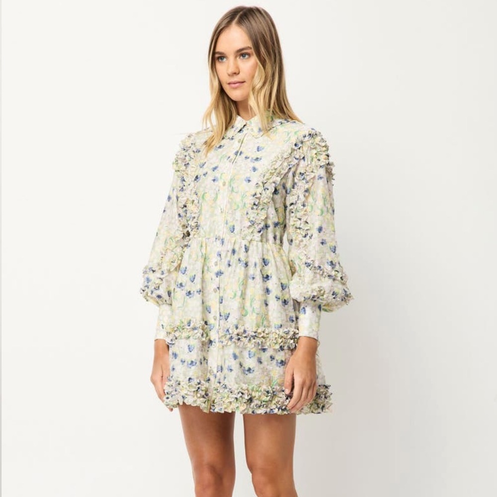 *Last Chance* Elliatt Kendari Long Sleeve Babydoll Dress Multi 🤍 - Picture 7 of 8